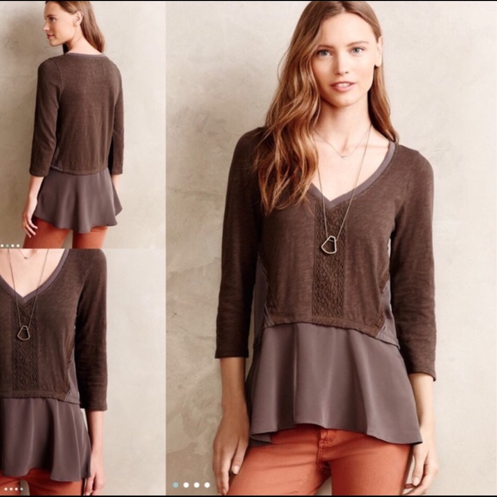 Anthropologie- Meadow Rue Brown Top